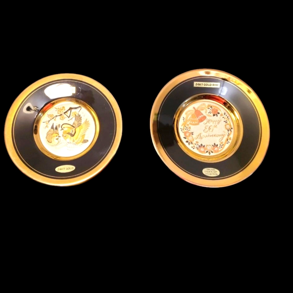 Vtg. Collictibles 24k Rim Chokin Art Plates